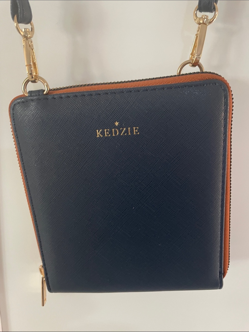 Navy and Brown Kedzie Crossbody Wallet Bag